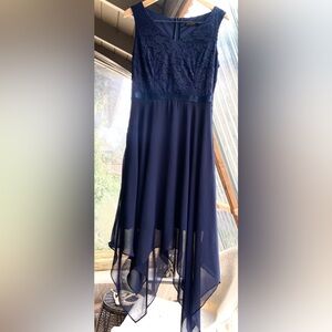 EUC Navy Elegant Chiffon Handkerchief Dress